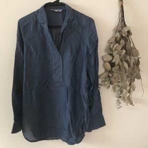 Ann Taylor LOFT Long Sleeve Chambray Look Blouse